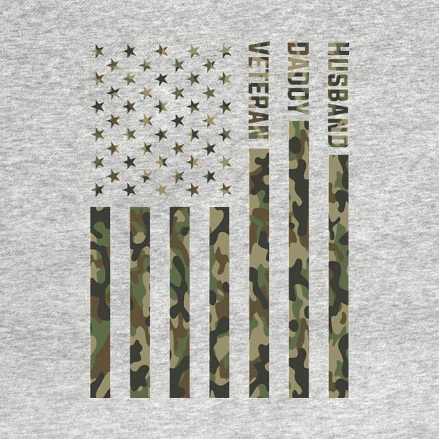 Husband Daddy Veteran Patriotic American Camouflage Fathers Day by mrsmitful01